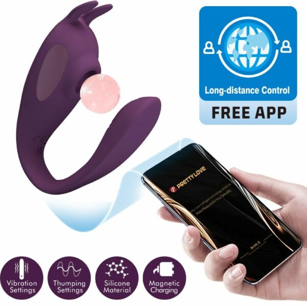 PRETTY LOVE - SHEY STIMOLATORE E VIBRATORE APP GRATUITA LUNGA DISTANZA VIOLA - immagine 5