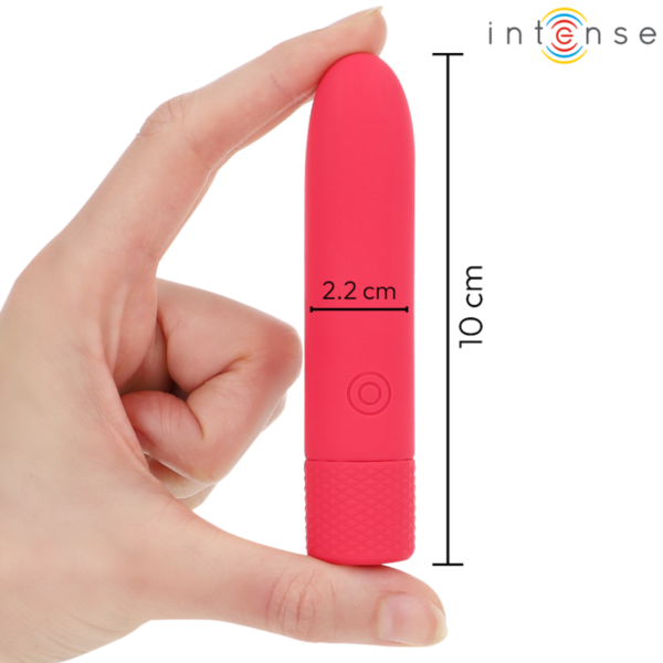 INTENSE - SYMONE PROIETTILE VIBRANTE RICARICABILE USB 8 VIBRAZIONI ROSSO 10 X 2,2 CM - immagine 2