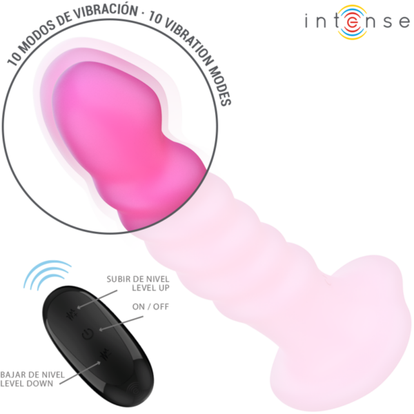 INTENSE - CINDY VIBRATORE TAGLIA L DESIGN A SPIRALE 10 VIBRAZIONI TELECOMANDO ROSA - immagine 3