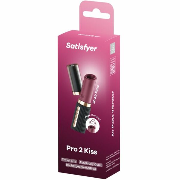 SATISFYER - PRO 2 KISS WAVE STIMOLATORE CLITORIDEO GRANATO / NERO - immagine 3