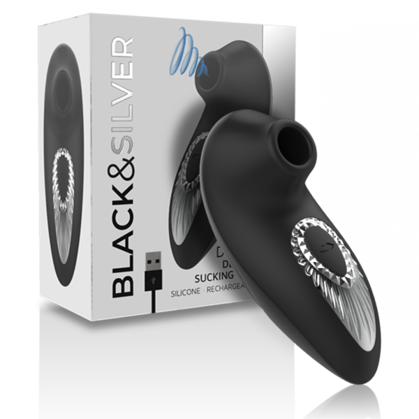 BLACK&SILVER - DRAKE DELUXE SUCKING VIBE RICARICABILE IN SILICONE NERO - immagine 2