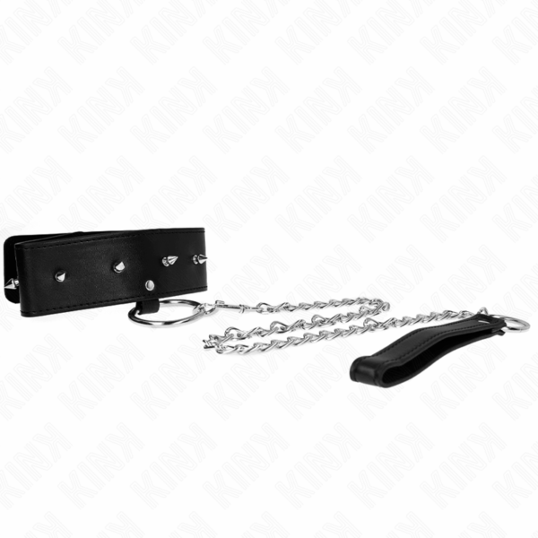 KINK - COLLANA 65 CM CON GUINZAGLIO CON BORCHIE ARGENTO MODELLO 2 REGOLABILE 36-43 CM X 5 CM - immagine 3