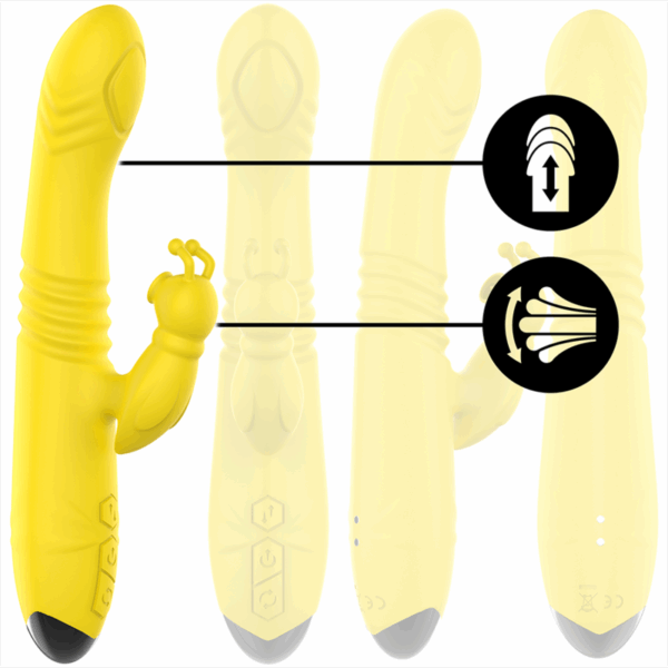 INTENSE - VIBRATORE MULTIFUNZIONE TOKY UP & DOWN CON STIMOLATORE CLITORALE GIALLO - immagine 2
