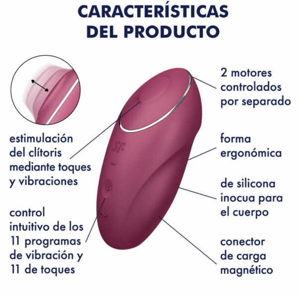 SATISFYER - TAP & CLIMAX 1 VIBRATORE LAY-ON ROSSO - immagine 2