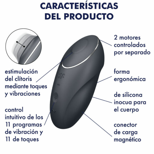 SATISFYER - TAP & CLIMAX 1 VIBRATORE LAY-ON NERO - immagine 2