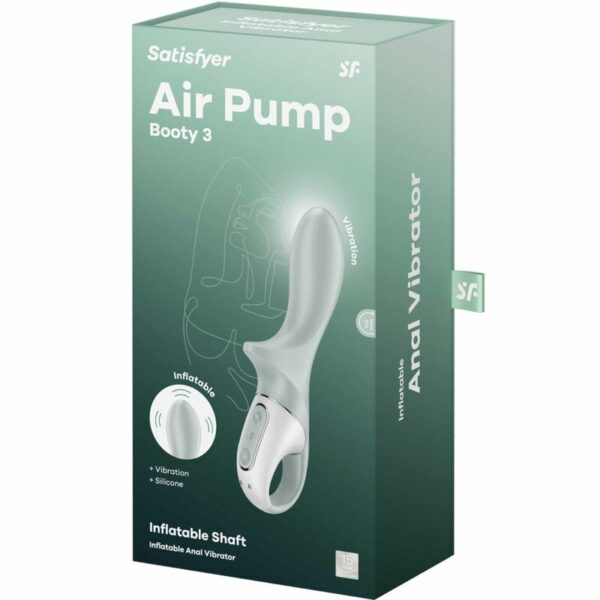SATISFYER - AIR PUMP BOOTY 3 VIBRATORE ANALE GONFIABILE GRIGIO VERDE - immagine 2