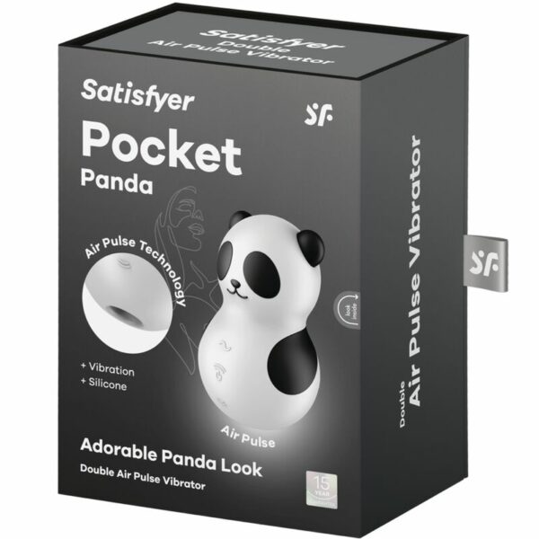 SATISFYER - POCKET PANDA STIMOLATORE E VIBRATORE IN BIANCO E NERO - immagine 4