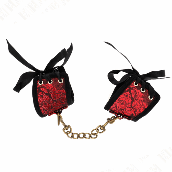 KINK - RESISTENZA DA POLSO SCANDALO DETTAGLI IN PIZZO ROSSO-NERO 24,5 CM X 6,5 CM - immagine 2