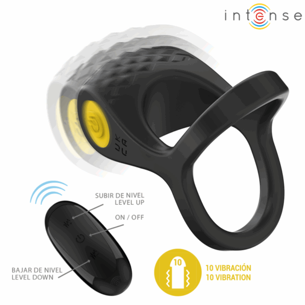 INTENSE - ALEX VIBRATORE DOPPIO ANELLO PER PENE 10 VIBRAZIONI NERO