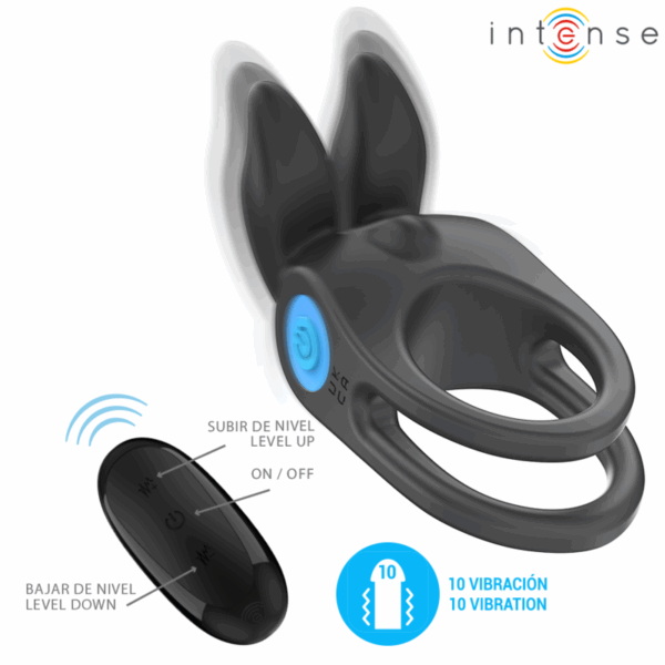 INTENSE - SAM VIBRATORE DOPPIO ANELLO PER PENE 10 VIBRAZIONI NERO - immagine 2