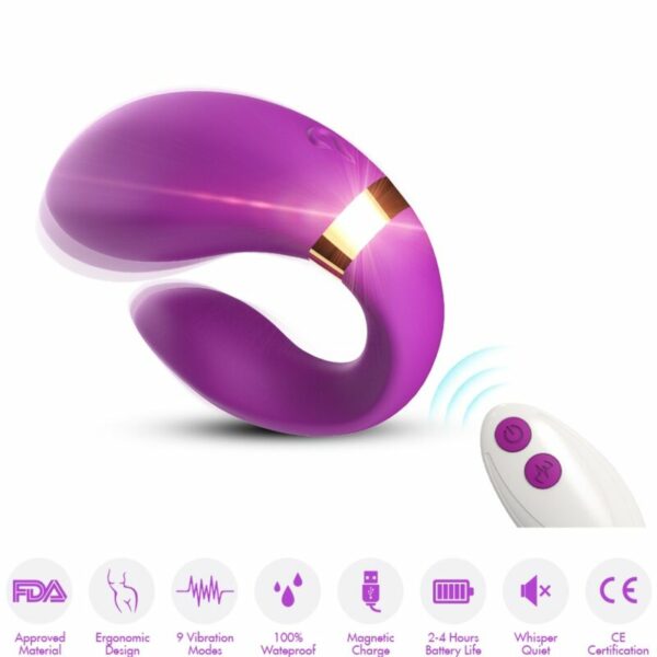 ARMONY - VIBRATORE A MEZZALUNA PER COPPIA TELECOMANDO VIOLA - immagine 2