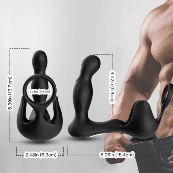 ARMONY - VIBRATORE SURROUND ANALE E STIMOLATORE TESTICOLO E ANELLO TELECOMANDO NERO - immagine 2