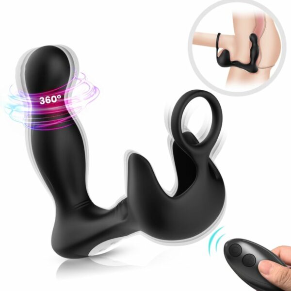 ARMONY - VIBRATORE SURROUND ANALE E STIMOLATORE TESTICOLO E ANELLO TELECOMANDO NERO - immagine 3