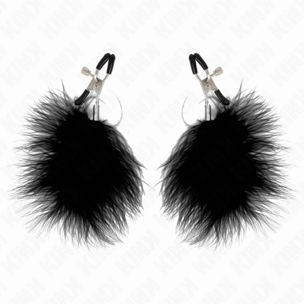 KINK - Pinza capezzoli piuma nera 7 cm