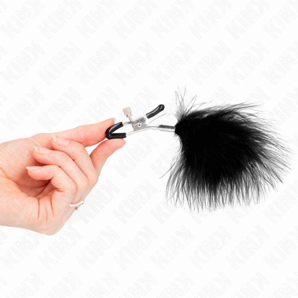 KINK - Pinza capezzoli piuma nera 7 cm - immagine 2