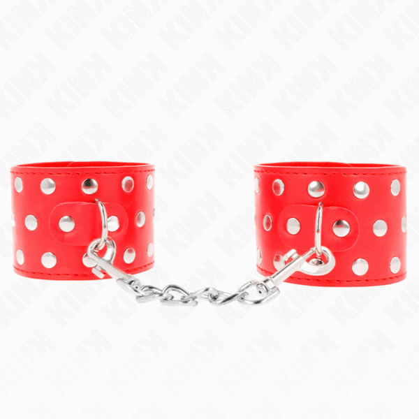 KINK - RESISTENZA DA POLSO CON CHIUSURA A SCATTO COMPLETA DI RIVETTI ROSSO REGOLABILE 19-24 CM X 5,5 CM - immagine 2