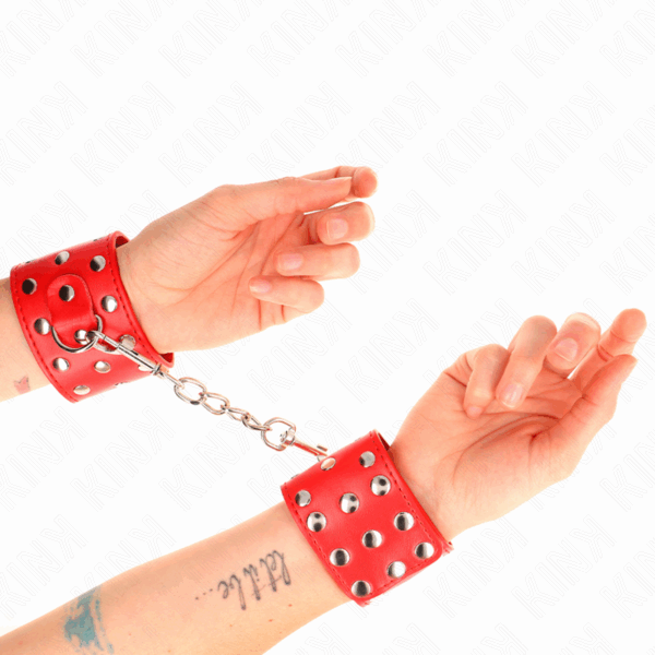 KINK - RESISTENZA DA POLSO CON CHIUSURA A SCATTO COMPLETA DI RIVETTI ROSSO REGOLABILE 19-24 CM X 5,5 CM - immagine 3