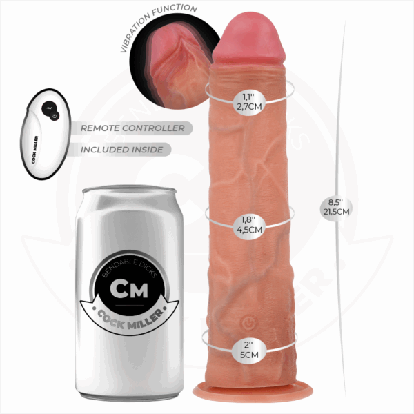 COCK MILLER - DILDO REALISTICO CON VENTOSA E VIBRAZIONE CON TELECOMANDO 21,5 CM - immagine 2