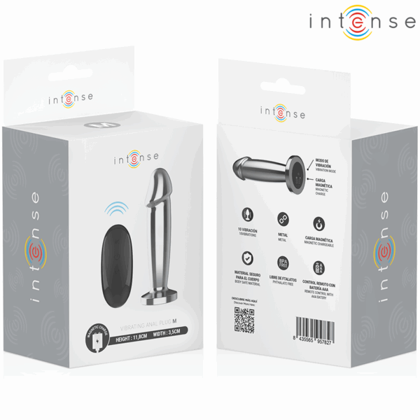 INTENSE - ANAL PLUG 10 VIBRAZIONI DILDO METALLO CON TELECOMANDO M - immagine 4