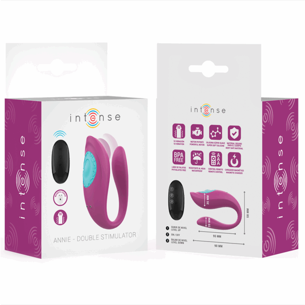 INTENSE - ANNIE VIBRATORE E STIMOLATORE A FORMA DI U TELECOMANDO VIOLA - immagine 4
