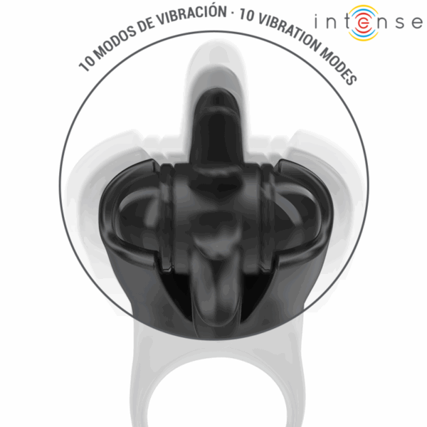 INTENSE - MABEL ANELLO VIBRANTE 10 VIBRAZIONI CON STIMOLATORE CLITORIDEO NERO - immagine 2