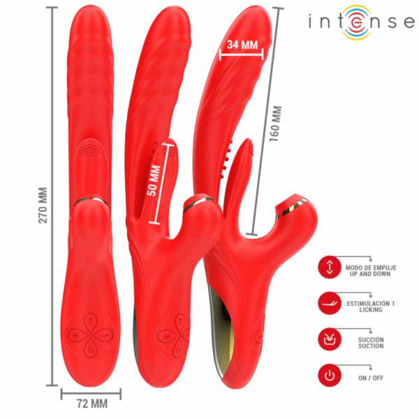 INTENSE - KAROL VIBRATORE MULTIFUNZIONE SPINTA E STIMOLAZIONE E ONDE STIMOLANTI ROSSO - immagine 3