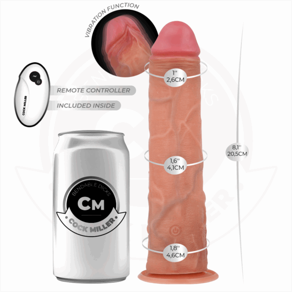 COCK MILLER - DILDO REALISTICO CON VENTOSA E TELECOMANDO VIBRAZIONE 20,5 CM - immagine 2