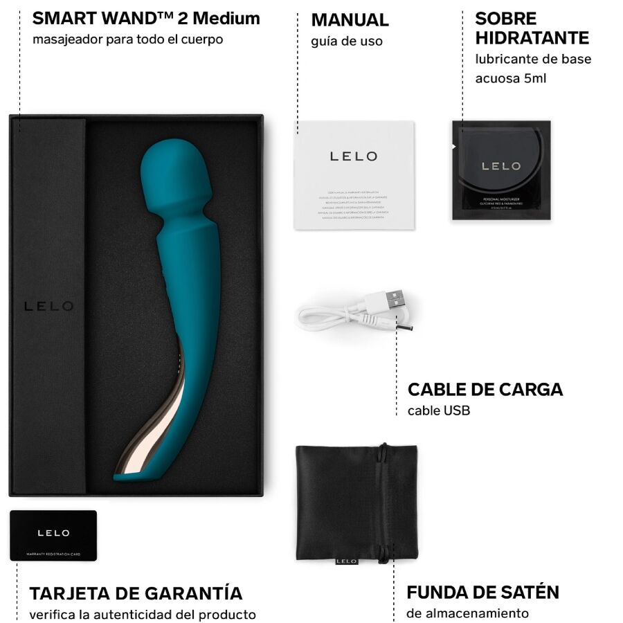 LELO - MASSAGGIATORE SMART MEDIUM WAND 2 AQUA - immagine 2